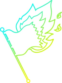 cold gradient line drawing cartoon burning flag vector