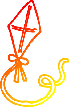 warm gradient line drawing cartoon kite vector