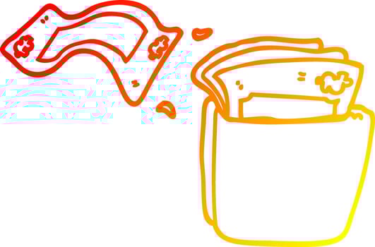 warm gradient line drawing cartoon wallet full of money vector
