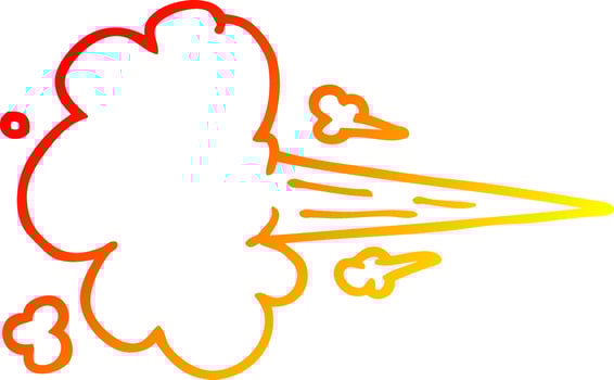 warm gradient line drawing cartoon whooshing cloud vector