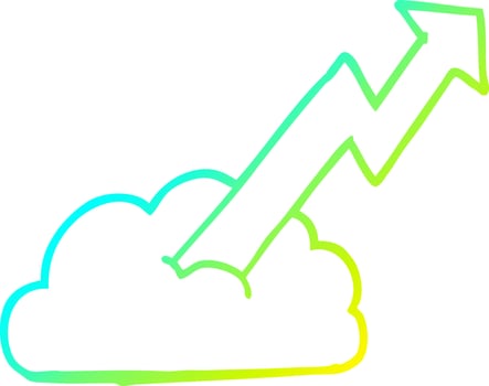 cold gradient line drawing cartoon business growth arrow vector
