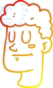 warm gradient line drawing cartoon male face vector