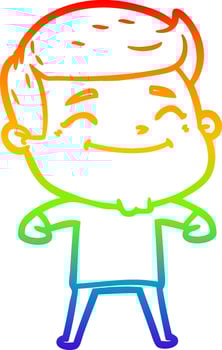 rainbow gradient line drawing happy cartoon man vector