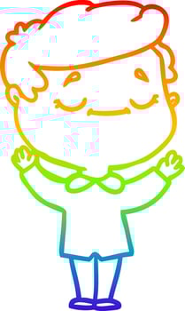 rainbow gradient line drawing cartoon peaceful man vector