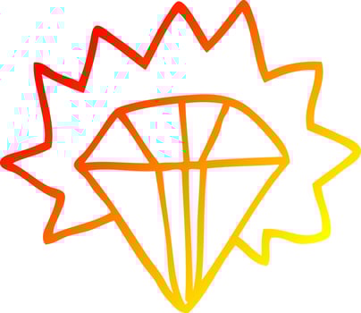 warm gradient line drawing cartoon shining diamond vector