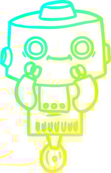 cold gradient line drawing cartoon robot vector