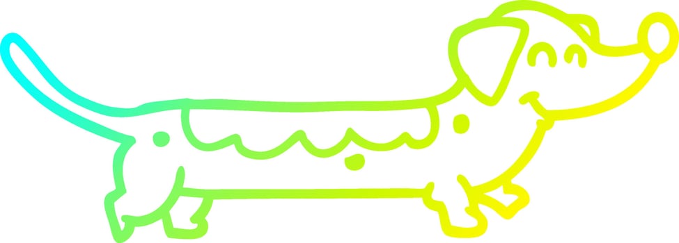 cold gradient line drawing cartoon dog vector