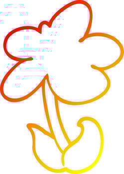 warm gradient line drawing cute cartoon flower vector