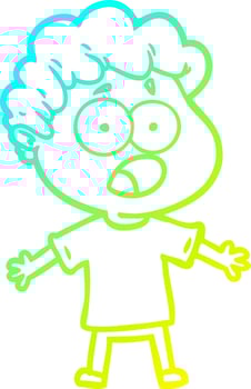 cold gradient line drawing cartoon man gasping in surprise vector