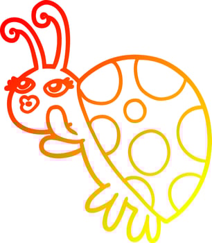 warm gradient line drawing cartoon ladybug vector