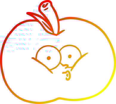 warm gradient line drawing cartoon apple vector