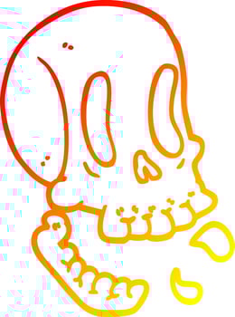warm gradient line drawing funny cartoon skull vector