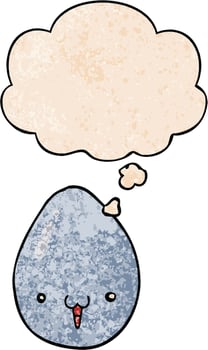 cartoon egg and thought bubble in grunge texture pattern style vector