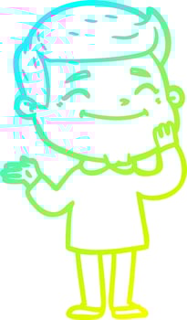 cold gradient line drawing happy cartoon man vector