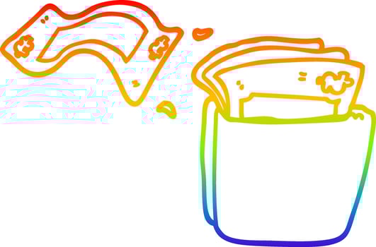 rainbow gradient line drawing cartoon wallet full of money vector