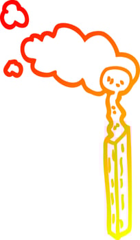 warm gradient line drawing cartoon burnt match vector
