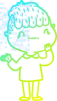 cold gradient line drawing cartoon friendly boy vector