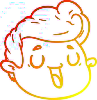 warm gradient line drawing cartoon male face vector