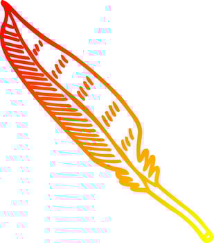 warm gradient line drawing cartoon feather vector