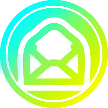 envelope letter circular in cold gradient spectrum vector