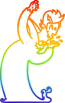 rainbow gradient line drawing cartoon vampire vector
