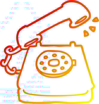 warm gradient line drawing cartoon ringing telephone vector