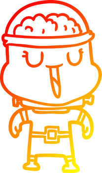 warm gradient line drawing happy cartoon robot vector