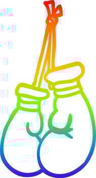 rainbow gradient line drawing cartoon boxing gloves vector