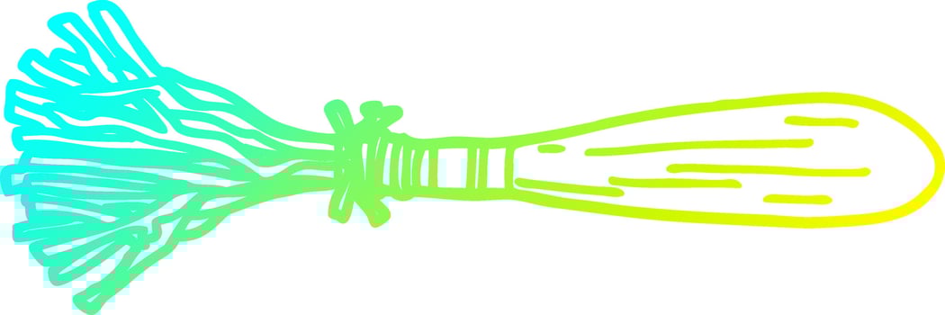 cold gradient line drawing cartoon magic broom vector