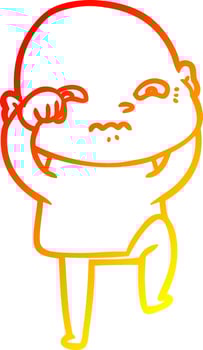 warm gradient line drawing cartoon nervous man vector