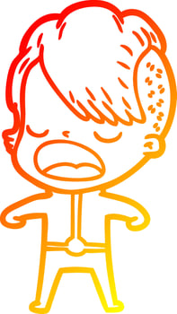 warm gradient line drawing cartoon cool hipster girl talking vector