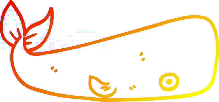 warm gradient line drawing cartoon sea whale vector
