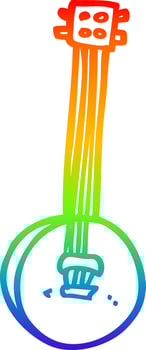 rainbow gradient line drawing cartoon old banjo vector