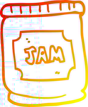 warm gradient line drawing cartoon jam pot vector