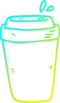 cold gradient line drawing cartoon coffee cup vector