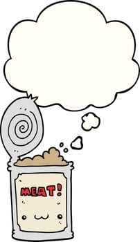 cartoon canned food and thought bubble vector