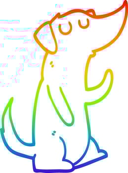 rainbow gradient line drawing cartoon dog vector