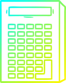 cold gradient line drawing cartoon calculator vector