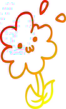 warm gradient line drawing cartoon flower vector