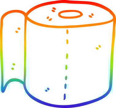 rainbow gradient line drawing cartoon toilet roll vector