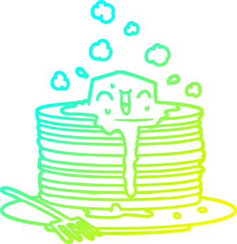 cold gradient line drawing stack of tasty pancakes vector