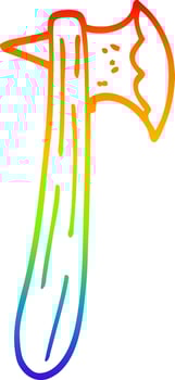 rainbow gradient line drawing cartoon axe vector