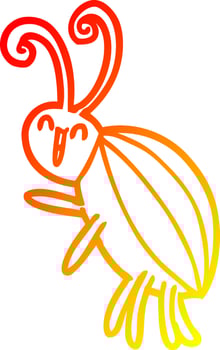 warm gradient line drawing cartoon happy beetle vector