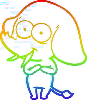 rainbow gradient line drawing happy cartoon elephant vector