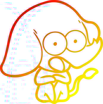 warm gradient line drawing cute cartoon elephant vector