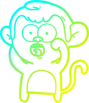 cold gradient line drawing cartoon shocked monkey vector