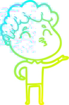 cold gradient line drawing cartoon man pouting vector