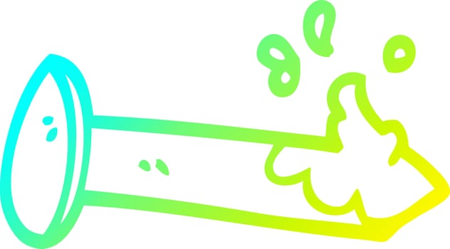 cold gradient line drawing cartoon bloody nail vector