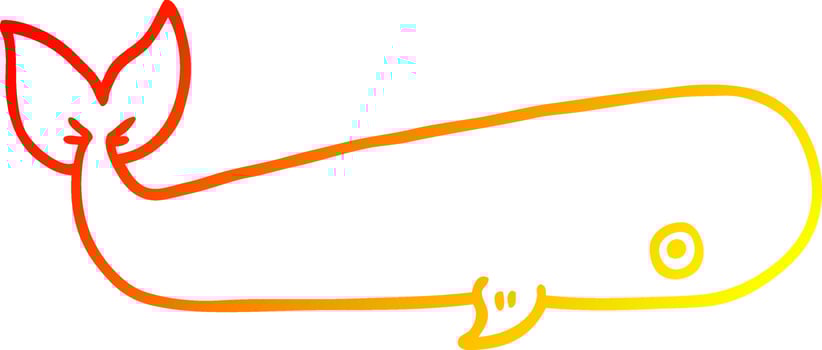 warm gradient line drawing cartoon sea whale vector