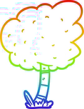 rainbow gradient line drawing Cartoon tree vector